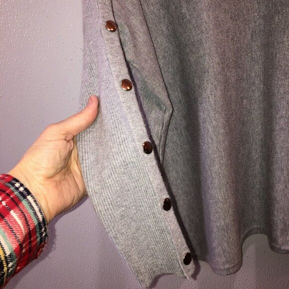 rxb Womens Small Gray Long Snap Sleeve V Neck Pullover Sweater Size S - Picture 6 of 10